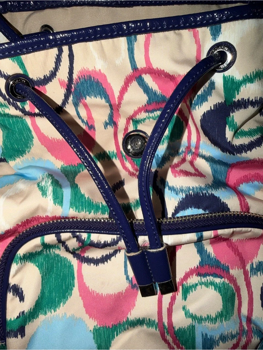 Authentic Mini Coach Scribble C Multicolor Drawstring Flap Backpack